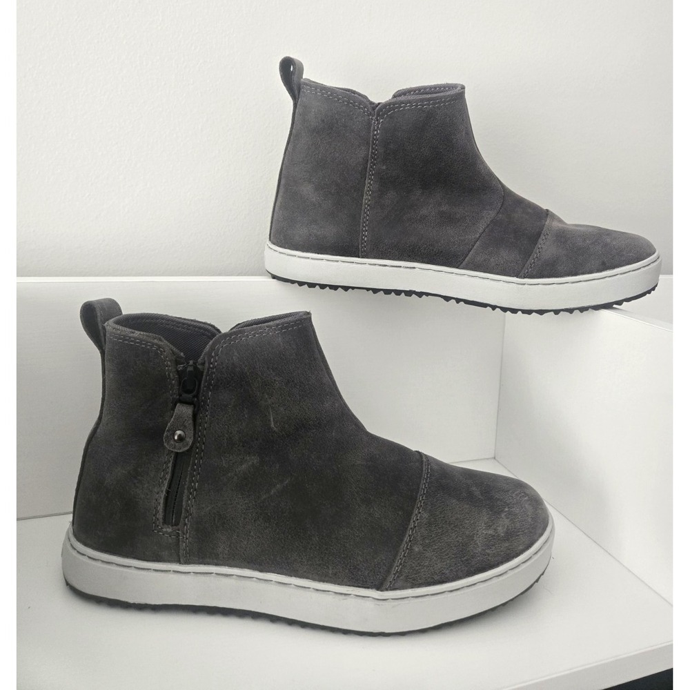 L.L.Bean Womens Gray Vista Ankle Bootie Side Zip Round Distressed Leather Size 8